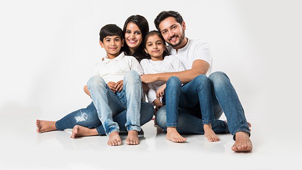 Indian family sitting together